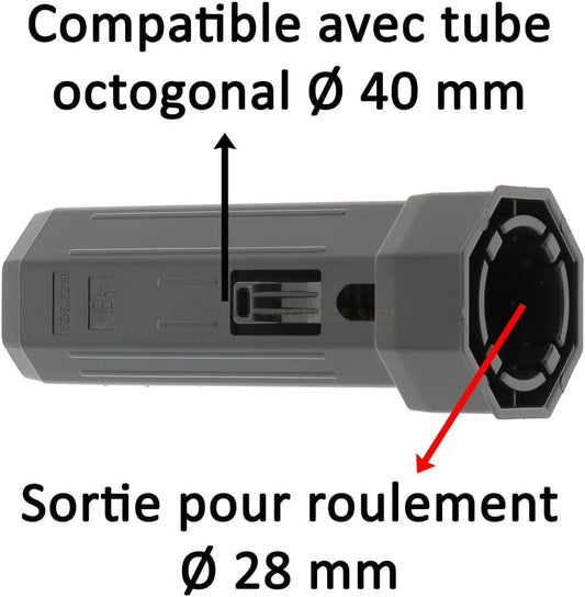 Cyclingcolors Octagonal Roller Shutter Tube End Plastic Outlet For 40 Mm Octagonal Tube Outlet For Bearing Ø 28 Mm