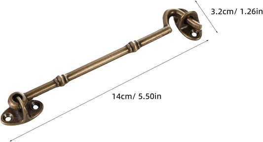 Angoily Lot De 2 Loquets à Crochet En Laiton 14 CM Verrou De Porte Intérieure Pour Fenêtres Et Portes Coulissantes Finition Bronze Ancien Verrou De Style Crochet Pour Maison Et Cabane