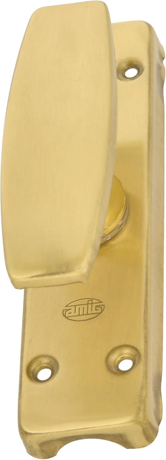 Amig - Model 19 Wall Lock For Windows - Gold - Brass Safety Lock With Handle, Includes Central Support + 4 Side Supports, Dimensions: 126 X 32 Mm, Gold