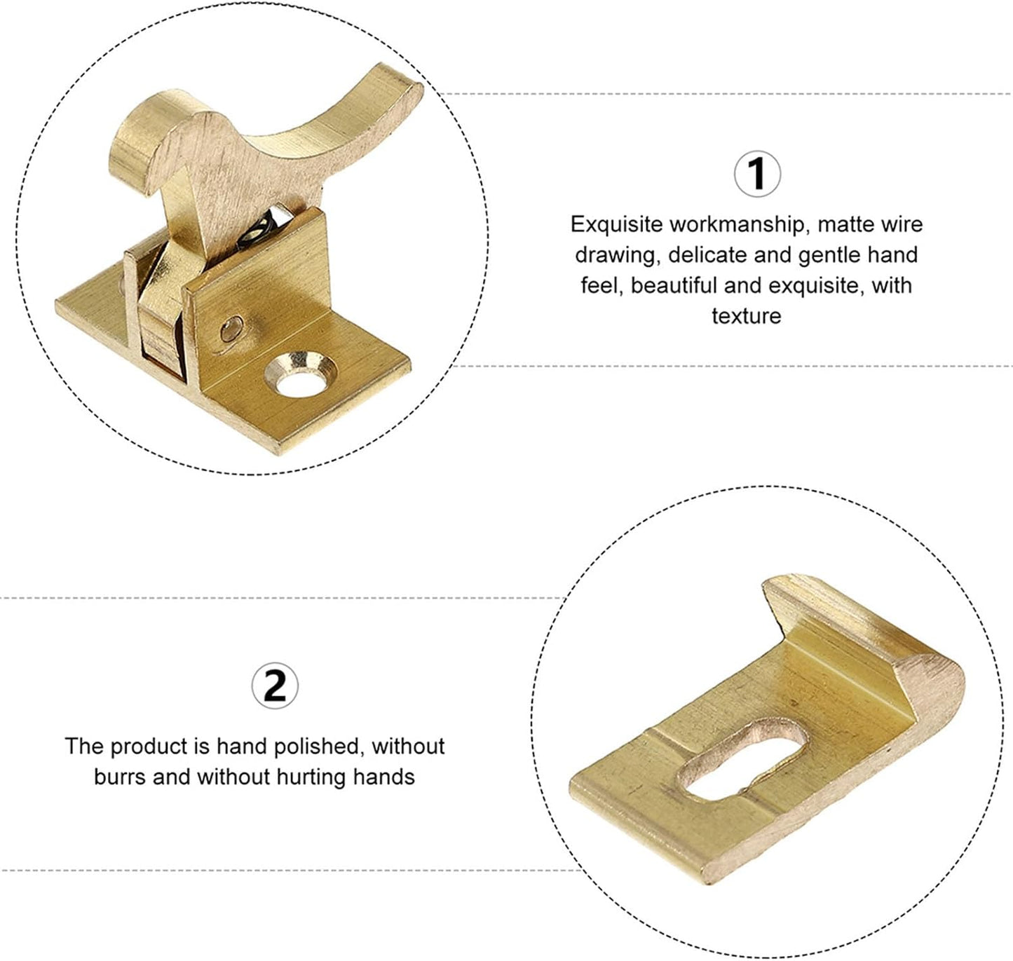 Ciieeo Lot De 4 Loquets Coudés En Cuivre Massif Pour Portes Et Fenêtres, Loquet De Meuble Robuste, Remplacement Pour Armoires Et Placards, Accessoires De Quincaillerie Pour Camping-car,