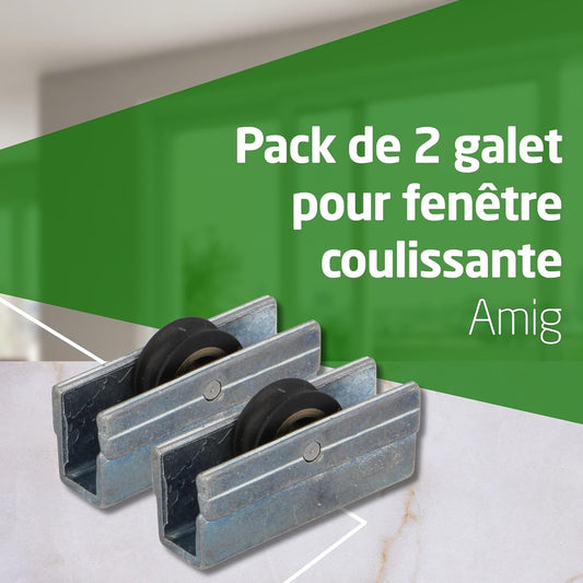 Amig - Roulement Fenêtre Coulissante | Lot De 2 Unités | Taille 39 X 16 Mm | Boîtier Métallique Et Roulement à Billes | Conçu Pour Les Fenêtres Coulissantes | Aluminium