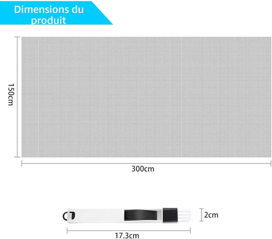 Fillis Window Fly Screen 150 X 300 Cm Fibreglass Insect Screen By The Metre DIY With Cleaning Brush, Mosquito Net For Windows, Balcony Door And Living Room, Grey