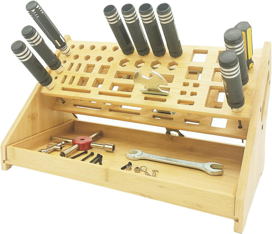 Organiseur De Tournevis En Bambou – Support De Rangement D'outils De Réparation Pour Outils De Travail