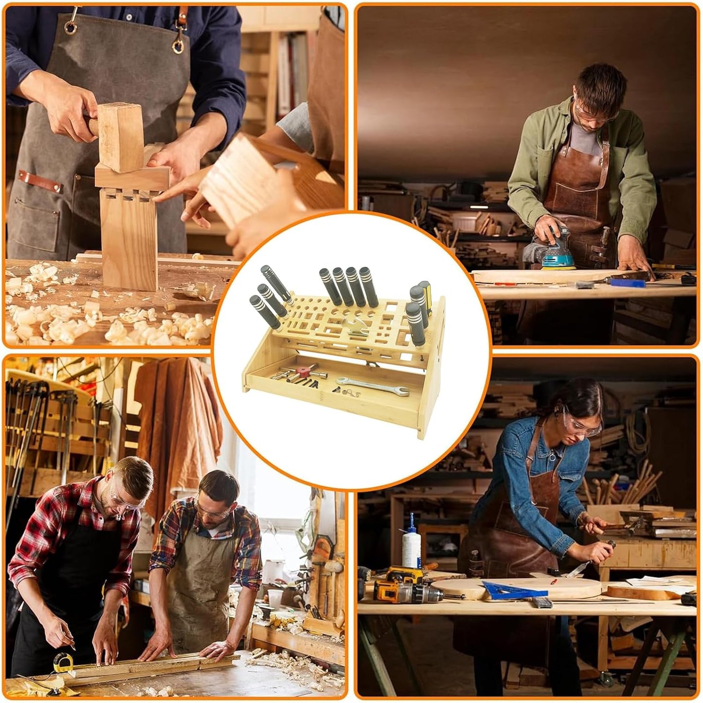 Organiseur De Tournevis En Bambou – Support De Rangement D'outils De Réparation Pour Outils De Travail