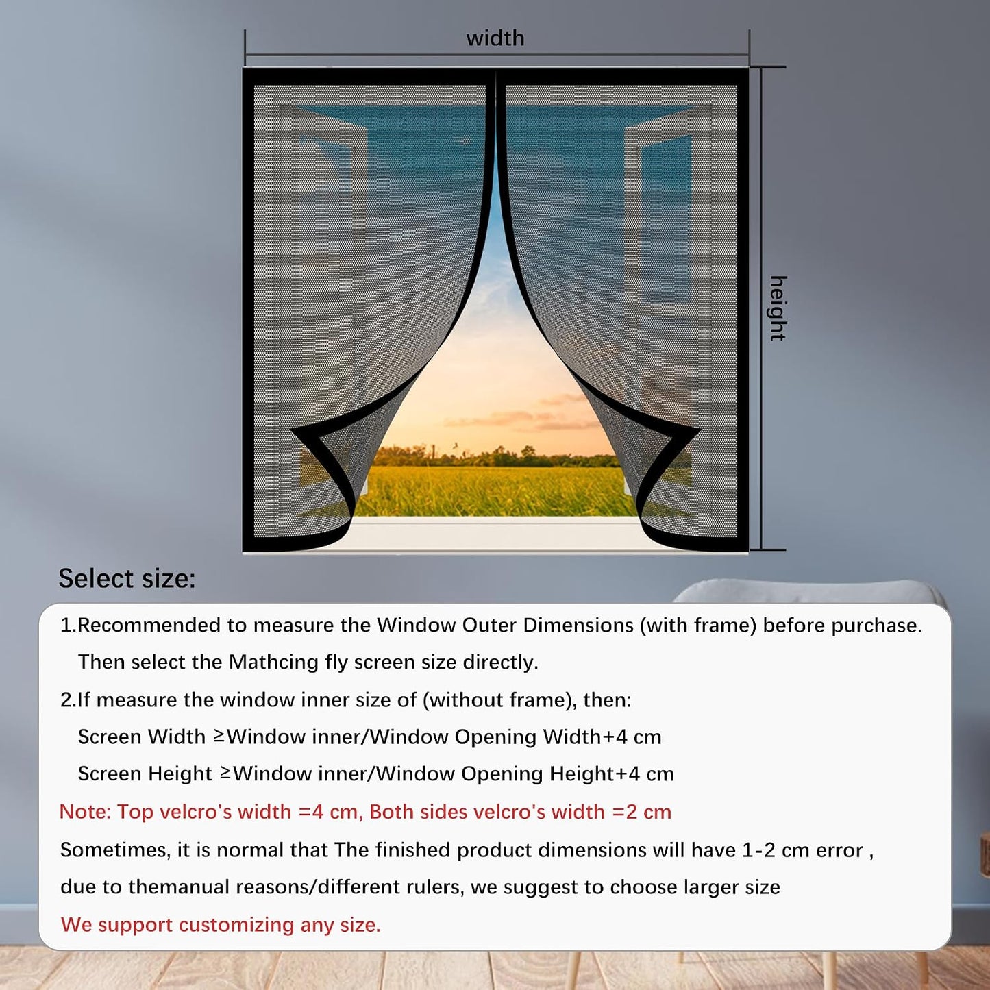 Mosquito Net Window 81 X 133 Cm No Drilling Automatic Closure Easy To Install Automatic Closing For All Types Of Windows, Black
