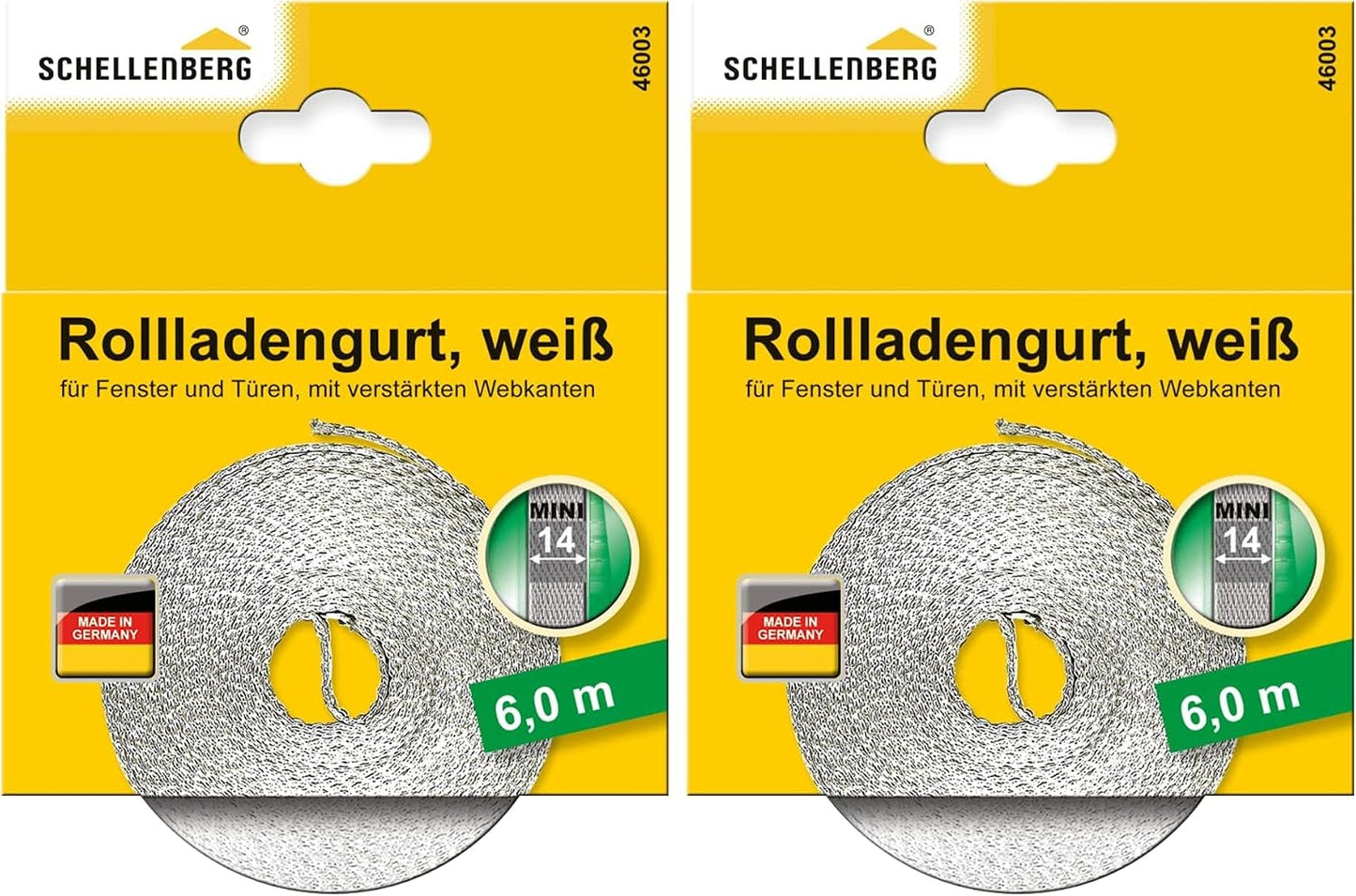 Schellenberg 46003 Roller Shutter Strap Mini 14 Mm, 6 M, White