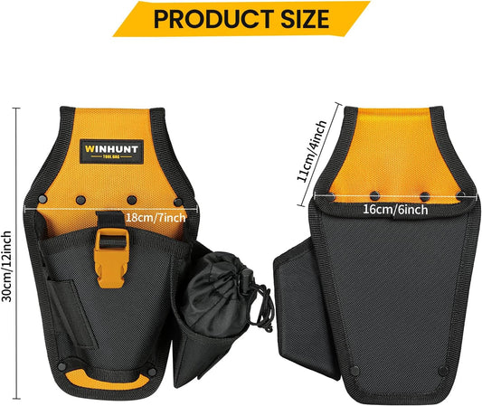 WINHUNT Ceinture Porte-outils Pour Perceuse, 30 X 17 X 6 Cm, Noir Et Jaune, Sac à Outils Robuste En Matériau 600D