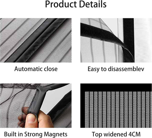 Window Insect Screen 50 X 176 Cm Ultra Thin Automatic Magnetic Closure Mesh Automatic Closure No Drilling For Most Windows, Black