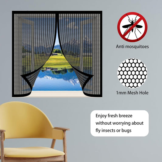 Magnetic Fly Screen For Door Window 97 X 130 Cm Ultra Fine Mesh Breathable Ultra Thin Mesh For Balcony Door Window Camper Van White