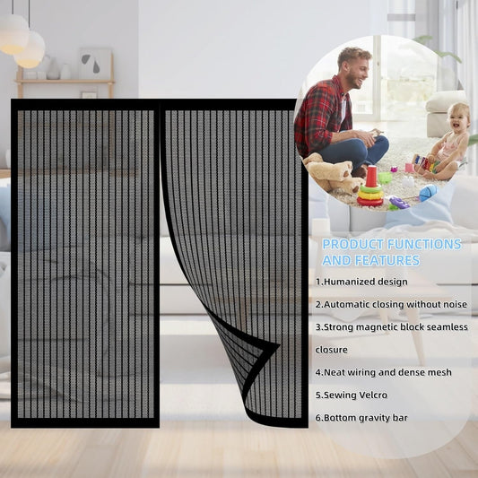 Magnetic Window Mosquito Net 57 X 110 Cm Top And Bottom With Automatic Magnetic Closure Mosquito Net For Windows Of Various Types, Black