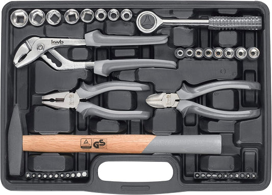 Mallette à Outils KWB En Plastique Dur Et Robuste De 63 Outils De Qualité Supérieure. Equipement Essentiel Pour Les Usages Quotidien Et/ou D'atelier