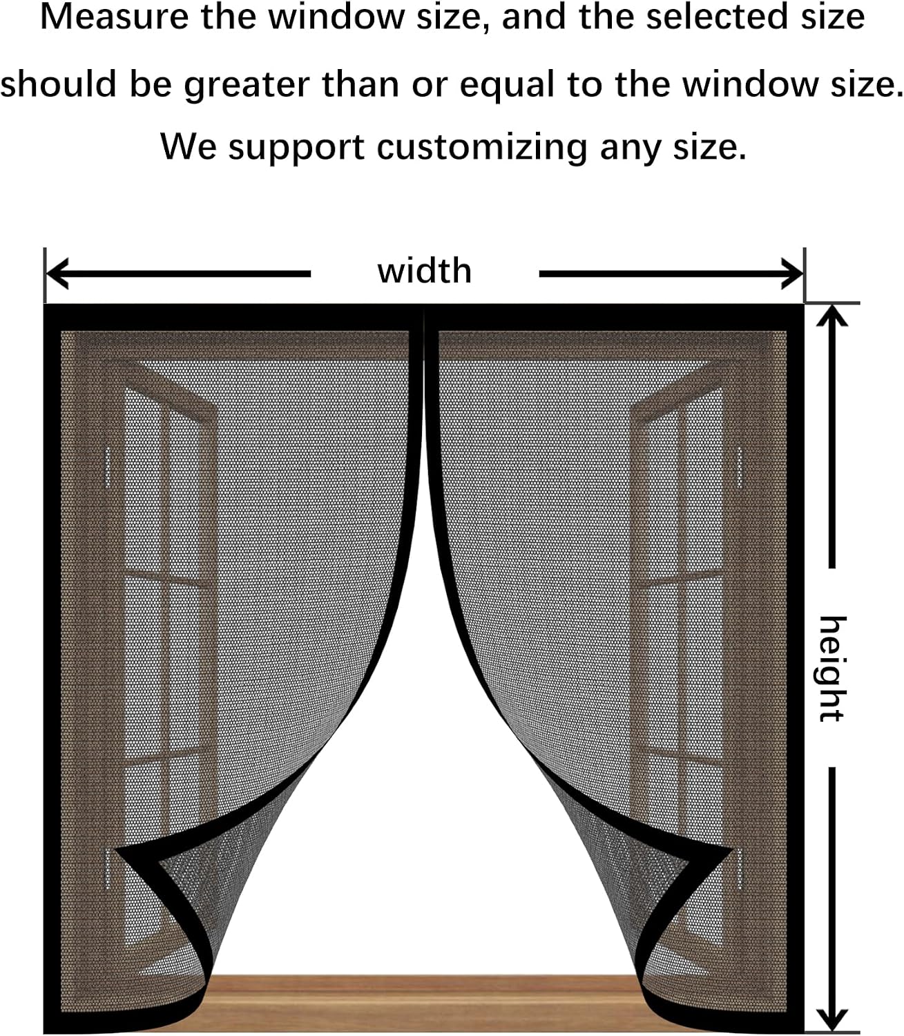 Insect Screen Window 152 X 119 Cm Anti-Mosquito Automatic Closed Door Curtain, No Drilling For Sliding Windows, White
