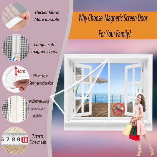 Mosquito Net For Windows, 225 X 140 Cm Anti-Pollen Net With Innovative Magnetic Fastening | Fly Netting, Pollen Protection, No Drilling Required, White