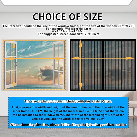 Magnetic Window Mosquito Net 126 X 204 Cm Magnetic Mosquito Net Without Tools Powerful Magnets For Window Doors Patio, Black