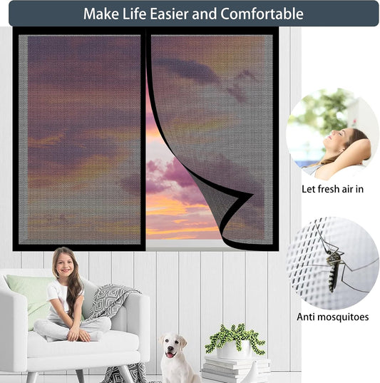 Magnetic Insect Screen Door Window 83 X 142 Cm Folding Insect Screen For Most Types Of Windows Or Doors, White