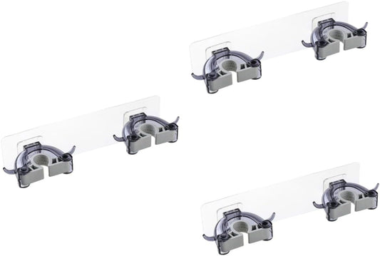  Ciieeo 3pièces Support De Balai Mural Multifonction Noir De Rangement Sans Perçage Pour Maison Cuisine Et Salle De Bain Organisateur De Nettoyage Avec Double Clip