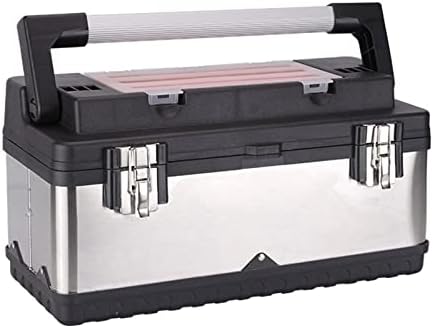 GENERIC Boîte à Outils Boîte à Outils - Rangement Verrouillable Portable, Construction En Acier Inoxydable Et Plastique - Plateau Amovible, Organisateur De Boîte à Outils Avec Poignée En Alliage D'a
