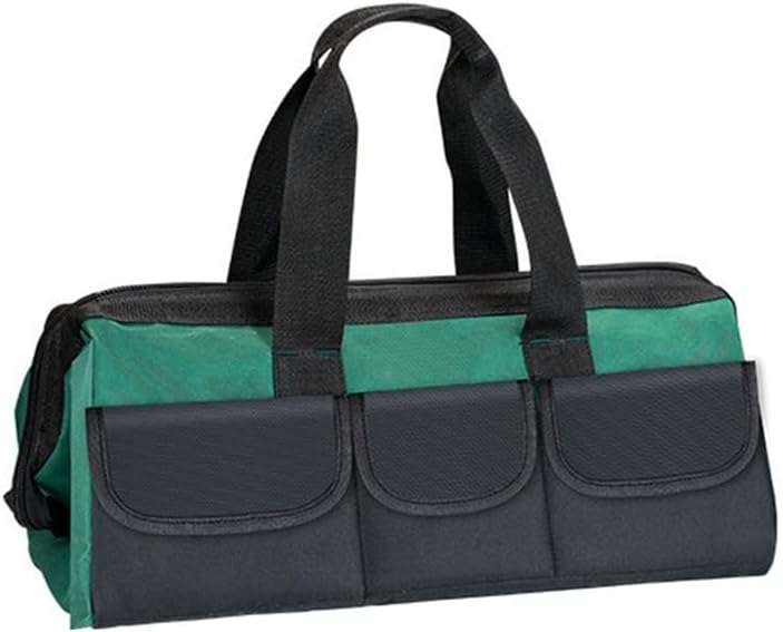  Sac Fourre-tout Robuste En Tissu 1680D Avec 6 Poches Pour Organiser Les Clés Et Les Perceuses Dans Un Atelier Ou Un Jardin, Vert, Noir, 33 Cm (40,6 Cm)