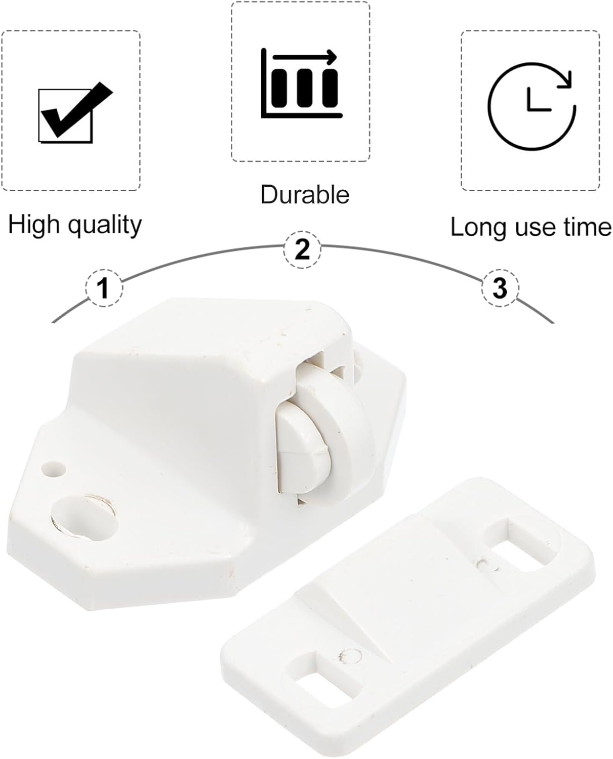  Artibetter 10ensembles Lot Loqueteaux Plastique Pour Portes Serrure à Billes Et Facile à Installer Adapté Aux Portes Armoire Et Placard