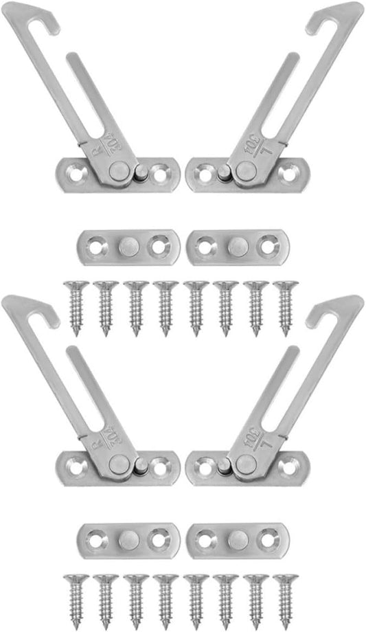  Artibetter 4 Pièces Limiteur De Sécurité D'angle D'ouverture En Acier Inoxydable Argenté, Bloque Fenêtre Coulissante Réutilisable Friction Renforcée Pour Sécurité Garçon Et Filles