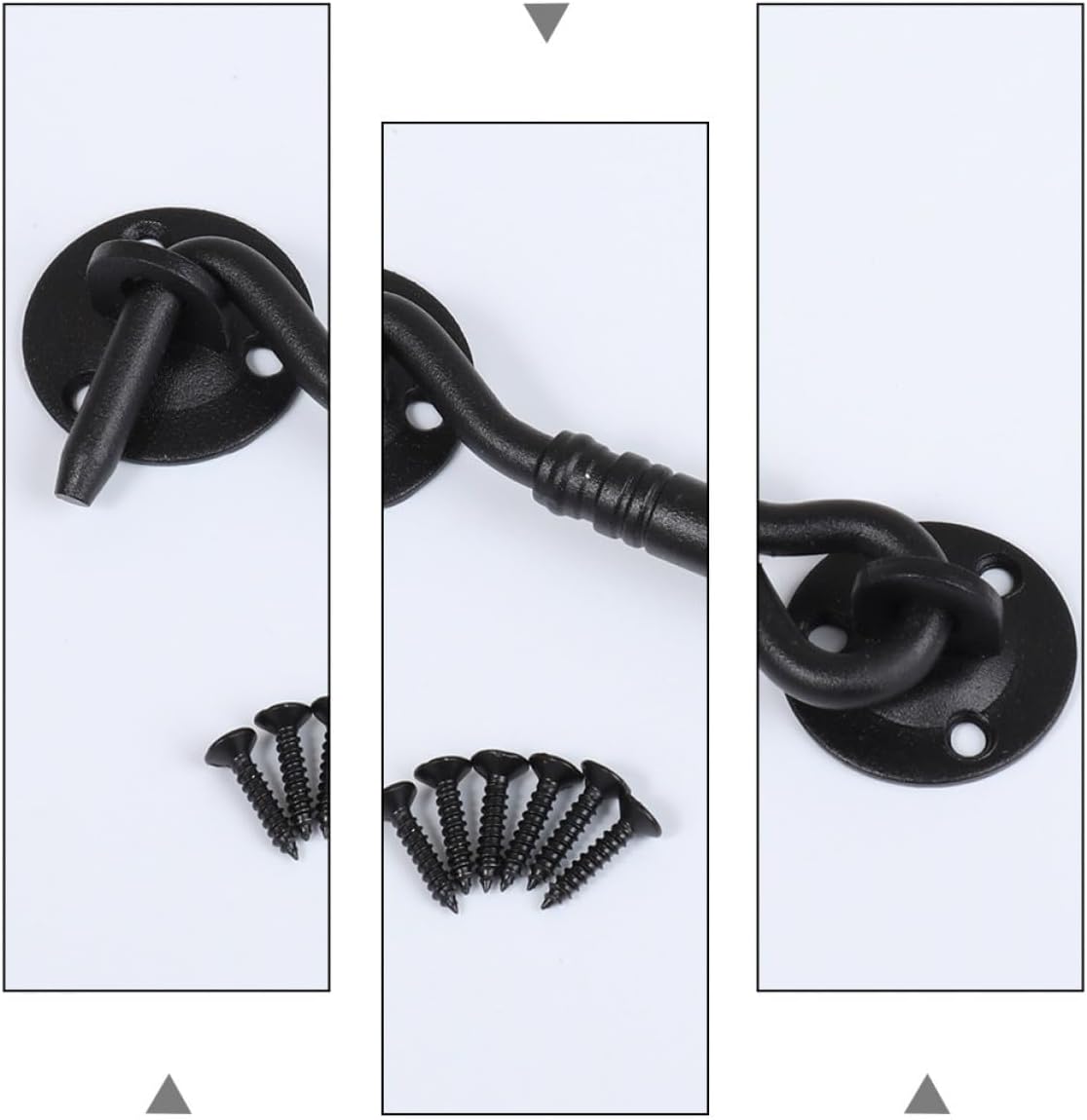  OUNONA Loquet à Crochet En Acier Inoxydable Mat Noir Serrure De Sécurité Pour Porte De Grange Et Fenêtre Verrouillage Solide Pour Portail Coulissant Quincaillerie De Fenêtre