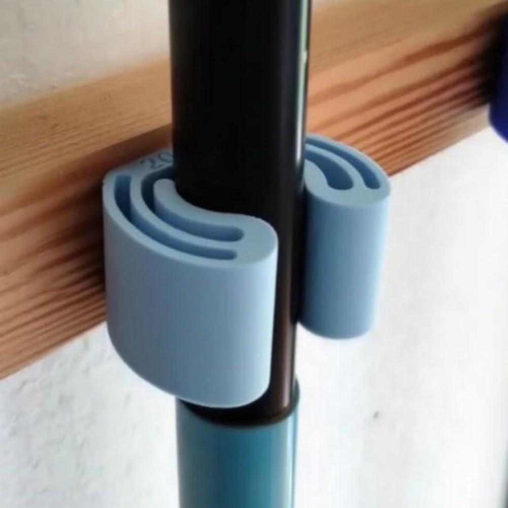  Lot De 3 Supports Muraux Pour Balai Et Serpillère - Gain De Place - Organiseur De Rangement Pour Cuisine, Salle De Bain, Garage, Jardin - Cintre En Plastique Bleu Et Blanc (bleu)