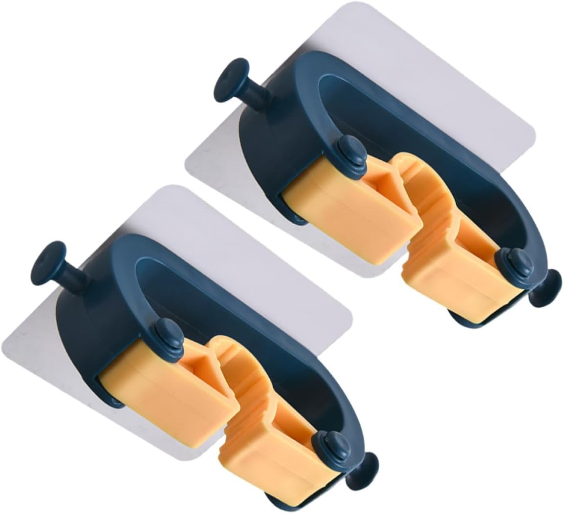  Jojofuny Porte-balai Mural 2pcs En Abs Bleu Sans Perçage, Résistant à L'usure, Organisateur De Balais Cuisine Et Garage