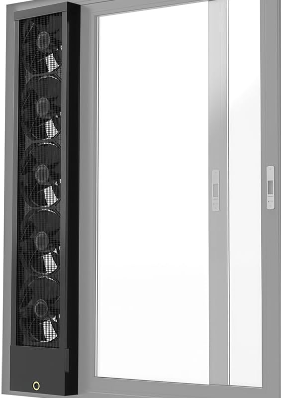  Ventilateur D'échappement Vertical De 75 à 80 Cm Pour Fenêtres Coulissantes – Se Fixe Fermement Aux Cadres Supérieurs Et Inférieurs De La Fenêtre, Installation Sans Outil Avec Vitesses Variables Pour