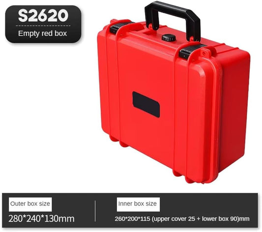  Boîte De Rangement D'Instruments à Grande Capacité Avec Éponge, Valise Portable, Boîte En Plastique Dur Épaissie, Boîte à Outils Pour Matériel, Rouge.