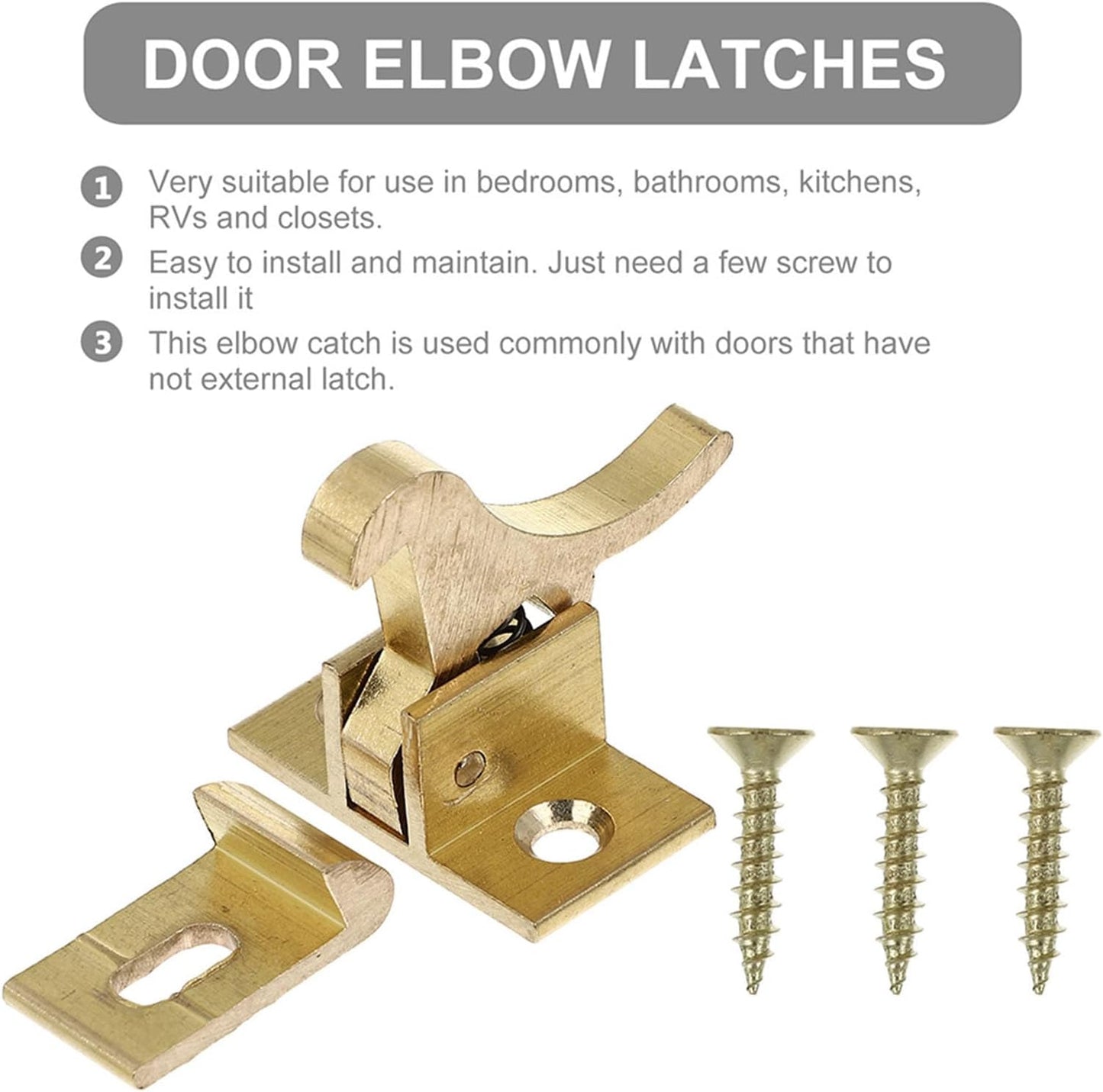  Ciieeo Lot De 4 Loquets Coudés En Cuivre Massif Pour Portes Et Fenêtres, Loquet De Meuble Robuste, Remplacement Pour Armoires Et Placards, Accessoires De Quincaillerie Pour Camping-car,