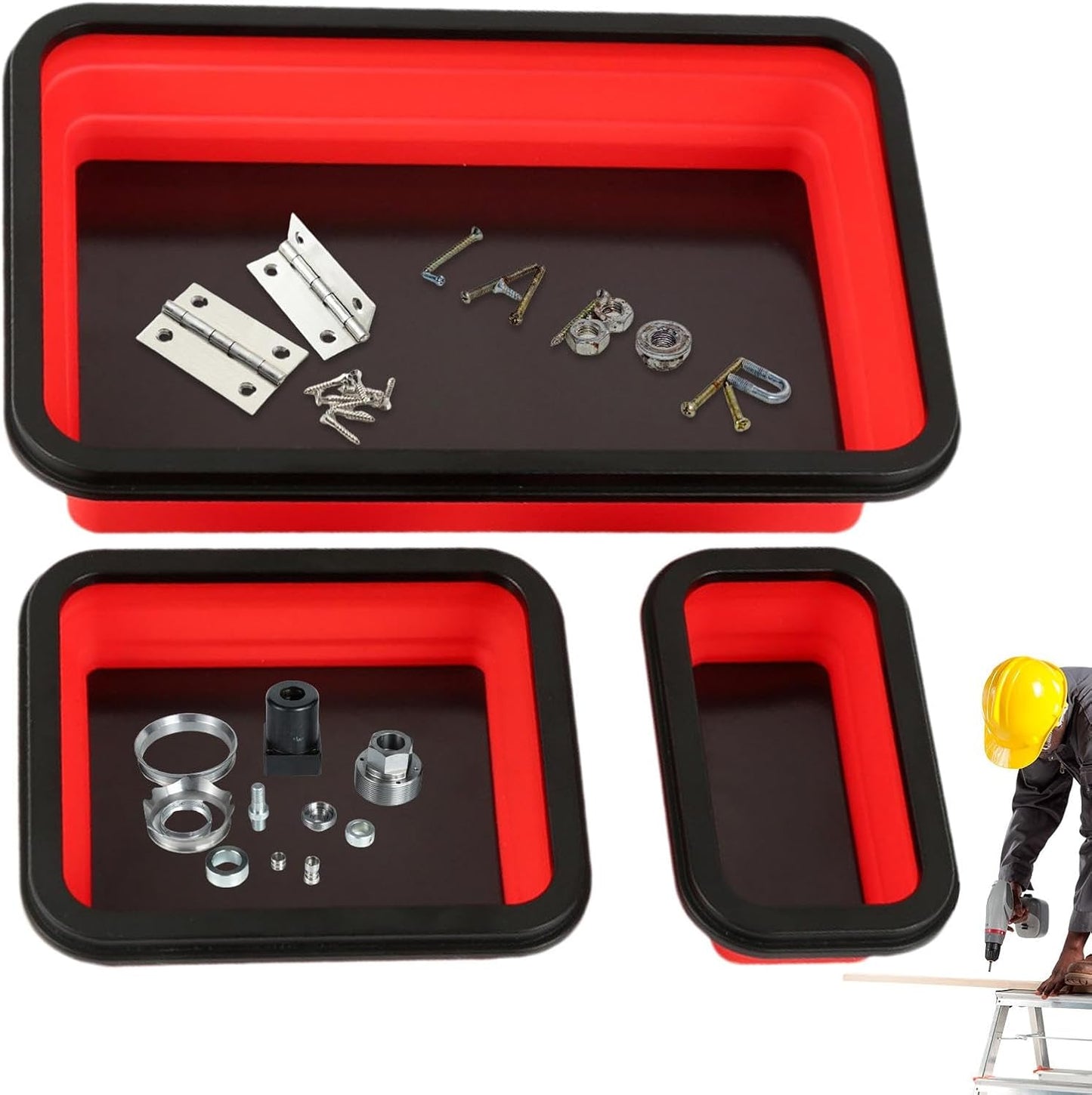  Pièces Magnétiques, Plateau Magnétique Pour Pièces Magnétiques, Plateau à Outils Pliable En Silicone, Boulons, Vis, Petits Bols Lourds En Silicone Polyvalents Avec Base Plateau Magnétique Pour Petites