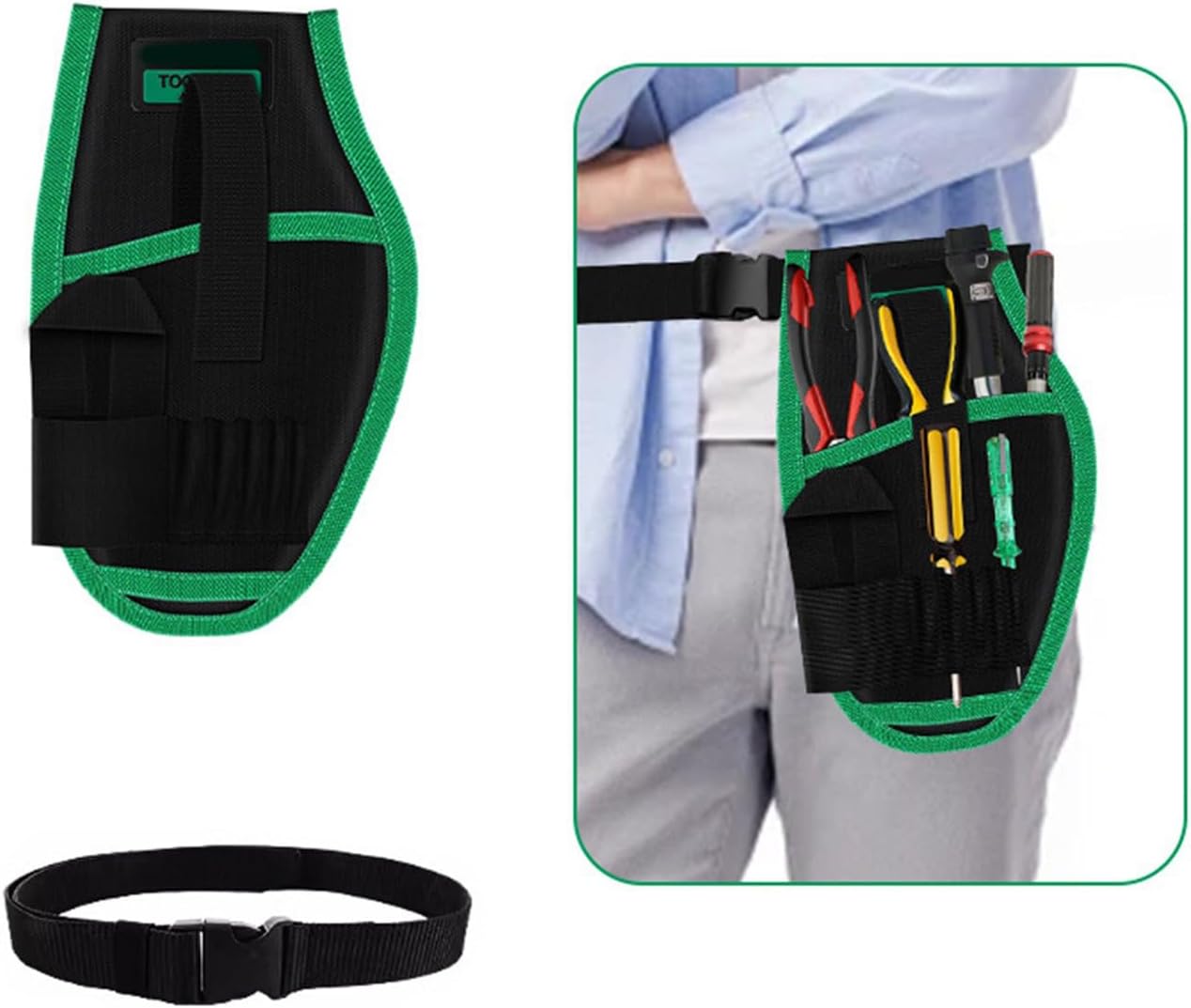  Lot De 2 Pochettes à Outils Avec Plusieurs Compartiments Pour Une Organisation Sécurisée, La Construction, La Réparation, Sac Banane Multifonction