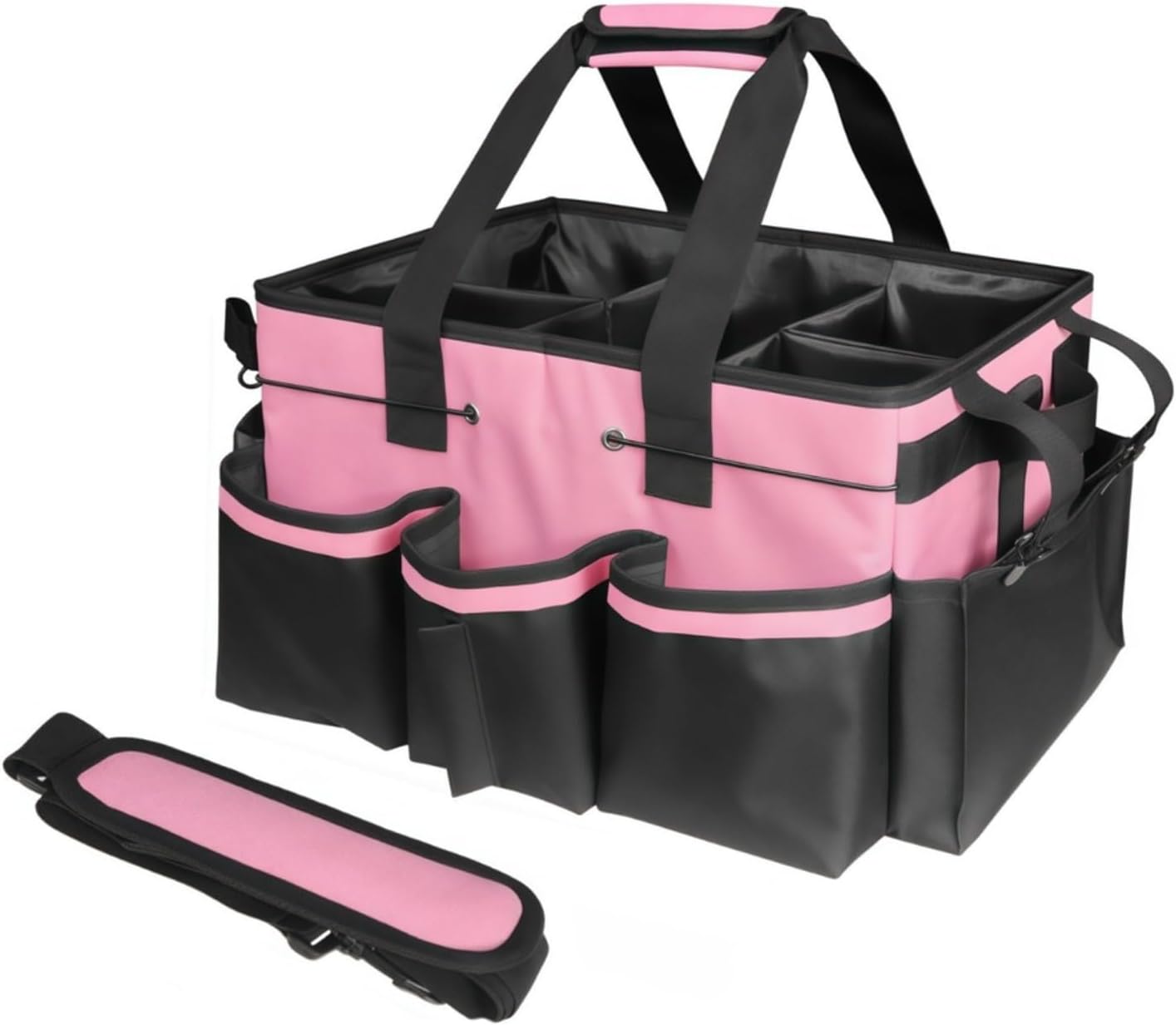  Grand Sac De Nettoyage, Pour Sac Caddy, Avec Planche De Support Robuste Intégrée, Sac De Rangement étanche, Avec Bandoulière Réglable Et Séparateurs, Pour Outils De Maison, De Jardin, De Voiture