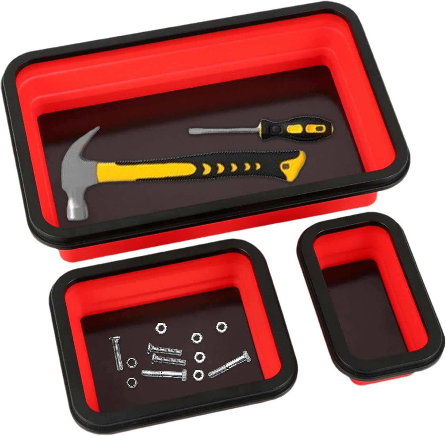  Pièces Magnétiques, Plateau Magnétique Pour Pièces Magnétiques, Plateau à Outils Pliable En Silicone, Boulons, Vis, Petits Bols Lourds En Silicone Polyvalents Avec Base Plateau Magnétique Pour Petites