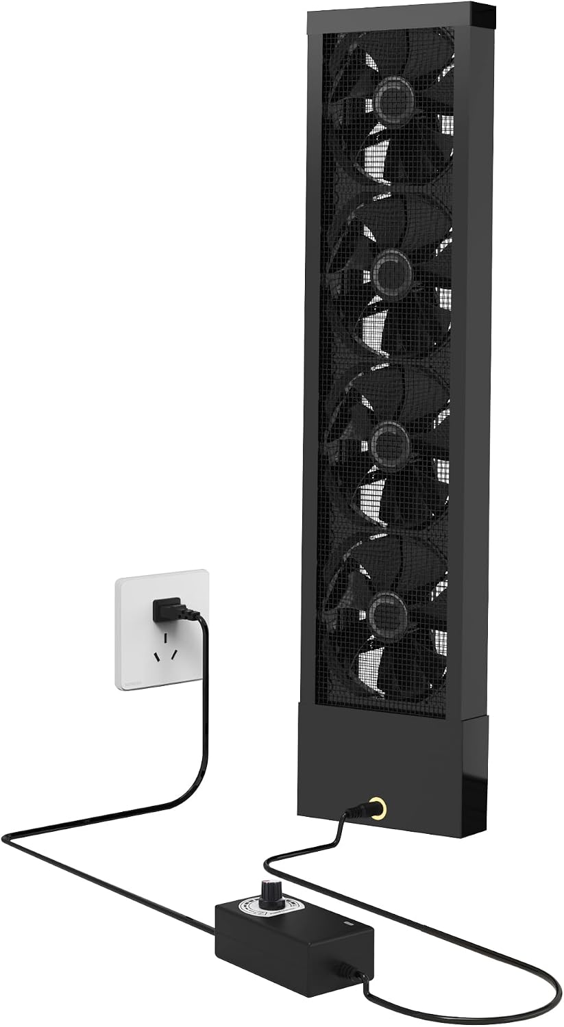  Ventilateur D'échappement Vertical De 75 à 80 Cm Pour Fenêtres Coulissantes – Se Fixe Fermement Aux Cadres Supérieurs Et Inférieurs De La Fenêtre, Installation Sans Outil Avec Vitesses Variables Pour