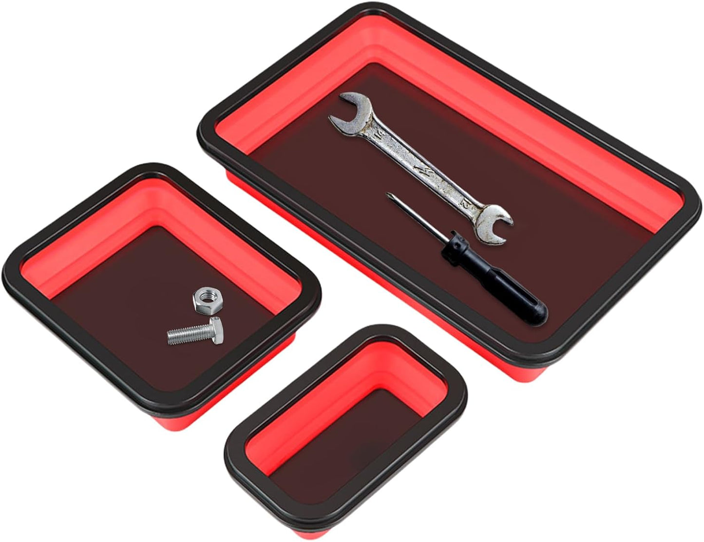  Générique Bac Magnétique Pour Boulons,Ensemble De 3 Plateaux Organisateurs Magnétiques Pour Pièces | Organisateur D'outils Pliable Pour Tri Vis Écrous Atelier Garage De Réparation