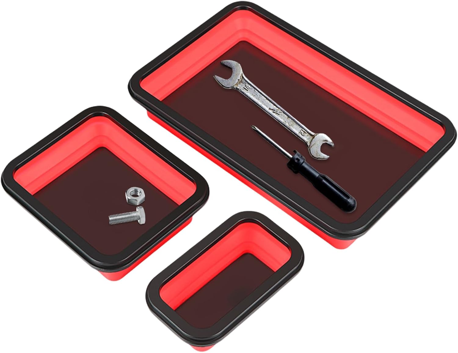  Générique Bac Magnétique Pour Boulons,Ensemble De 3 Plateaux Organisateurs Magnétiques Pour Pièces | Organisateur D'outils Pliable Pour Tri Vis Écrous Atelier Garage De Réparation