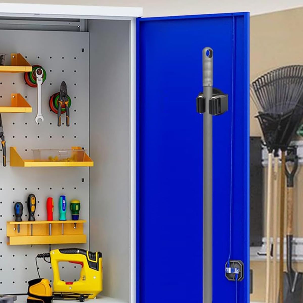  Ciieeo Support Mural Solution De Rangement Robuste Magnétique Pour Balai Et Serpillière Noir Organise Efficacement Outils De Nettoyage Pour Bureaux Et Espaces De Stockage