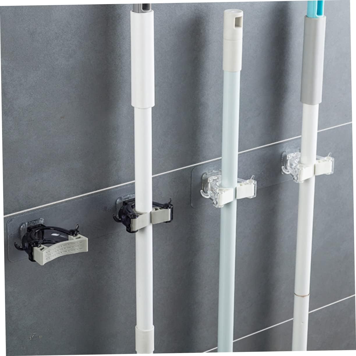  Angoily Lot De 2 Supports Muraux Sans Couture En Plastique Pour Balais Robustes Pour La Maison La Salle De Bain - Autocollant