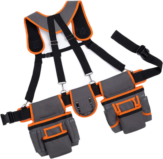  Ceinture Ergonomique Pour Outils De Travail Avec Compartiment De Rangement Multi-poches, Sangle Rembourrée Renforcée, Porte-jarretelles Réglables, Pochette à Outils, Ceinture De Charpentier