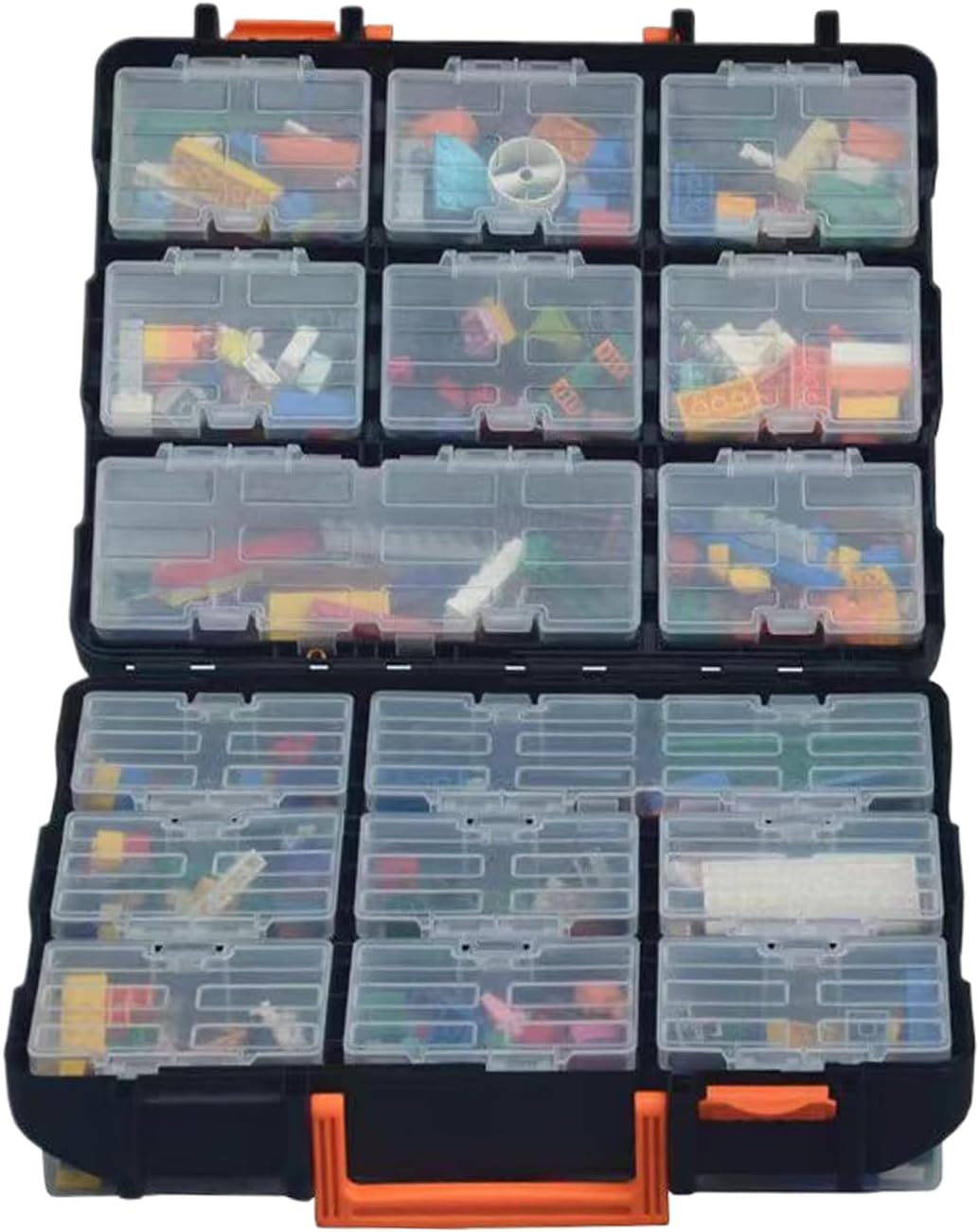GENERIC Organiseur De Pièces Authentiques, Boîte De Rangement Amovible, 36,5 Cm, 12 Compartiments Avec Poignée, Organiseur Robuste, Boîte Avec Design Empilable, Rangement D'outils Pour Garage Et Atelier