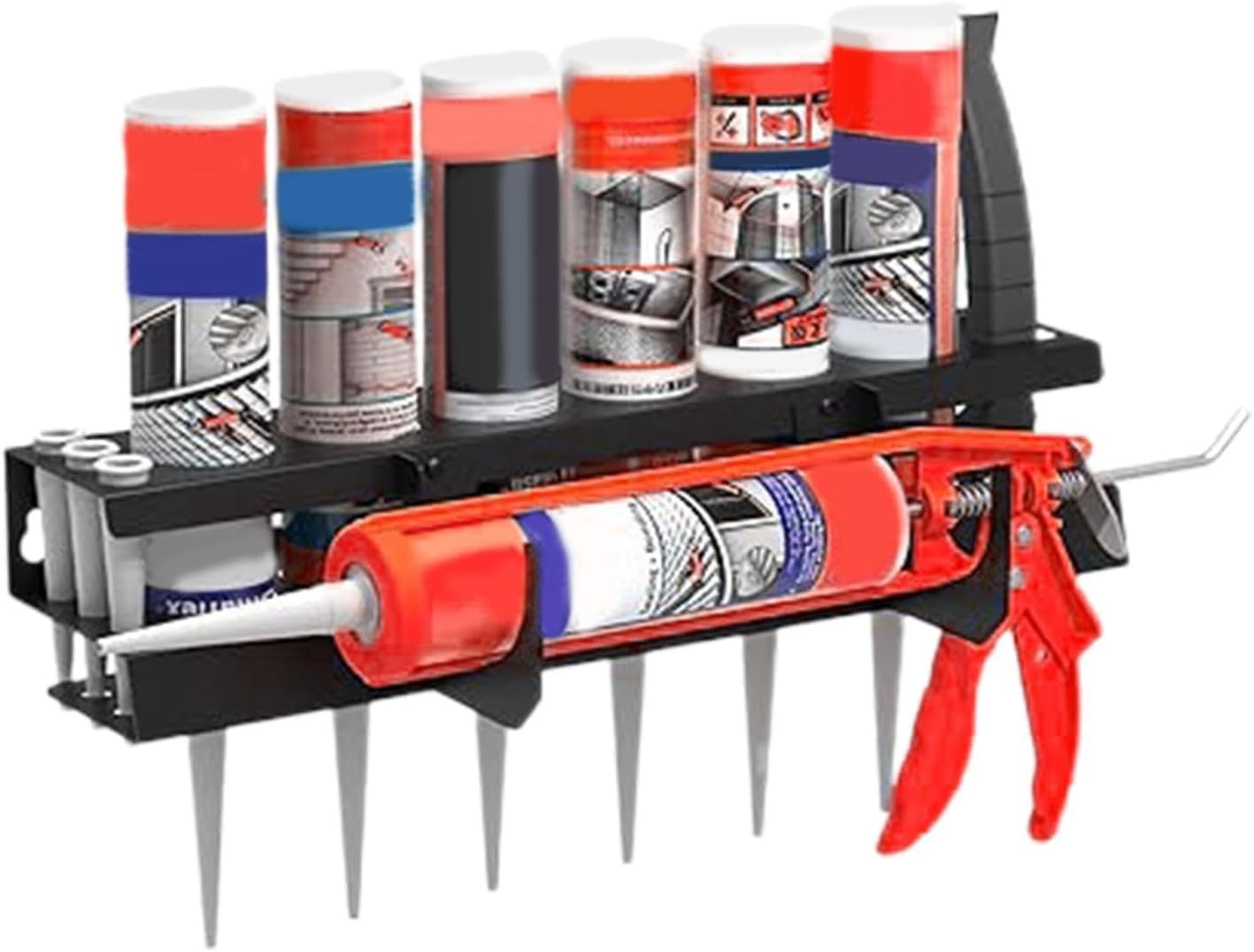  Organisateur De Bombes Aérosols - Rack À Cartouches D'Étanchéité - Support Mural De Rangement Pour Mastic Atelier - Pour Industrie, Maison, Garage, Atelier, Cabanon, Abri De Jardin, Entrepôt, Dépôt Et