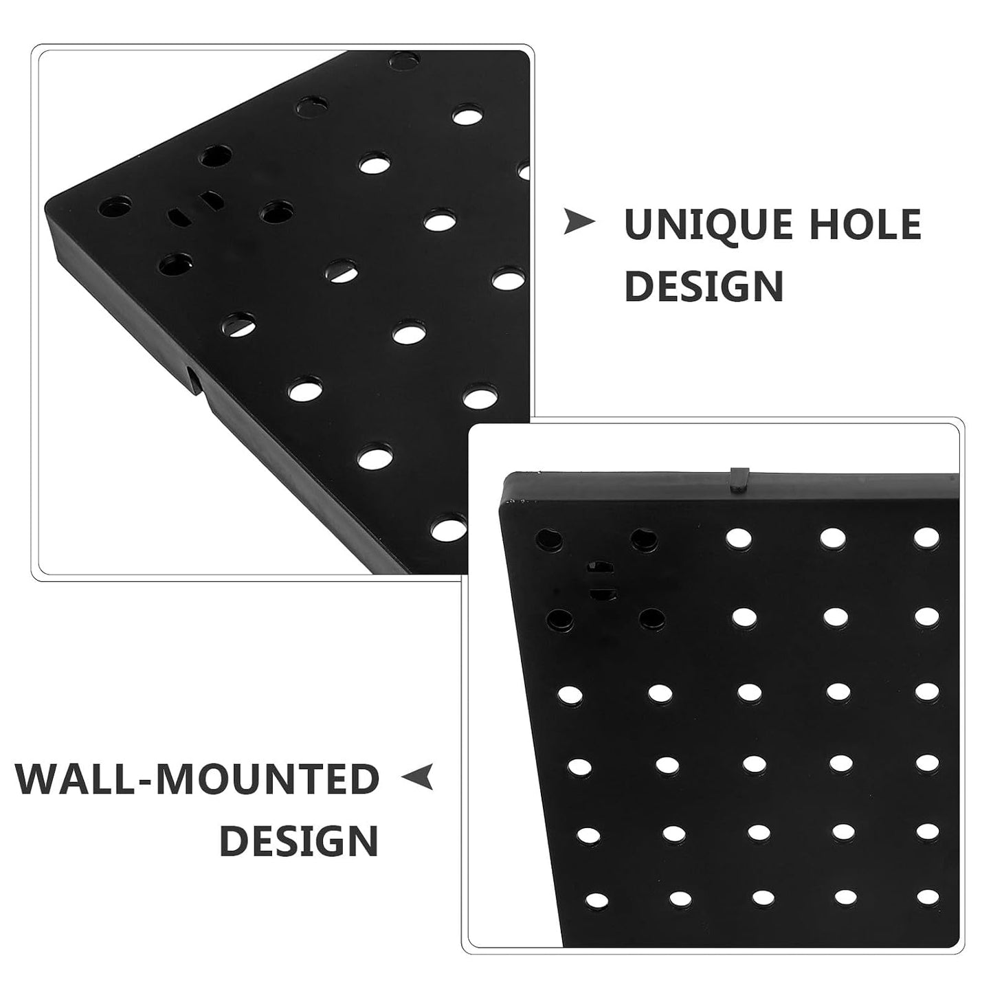  VICASKY Panneau Perforé Noir En Plastique Multi-fonctionnel Et Pratique Pour Rangement Mural Garage Ou Salle De Bain, Organiseur Simple Et Élégant Pour Atelier