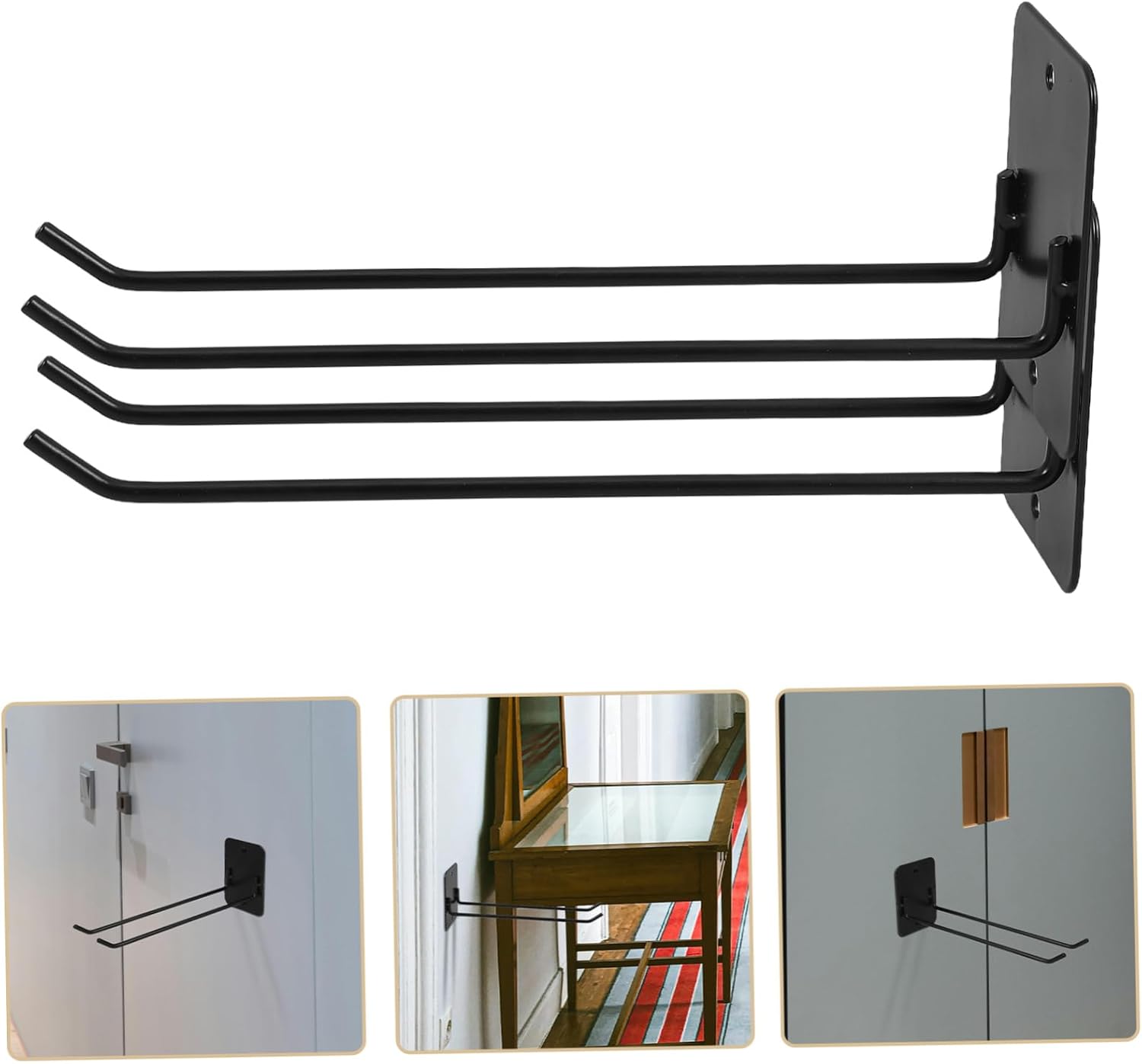  Ciieeo Lot De 2 Crochets Muraux En Fer Noir Pour Garage Cuisine, Organisateur De Balai Robuste Et Multifonctionnel, Pour Pelles Et Balais