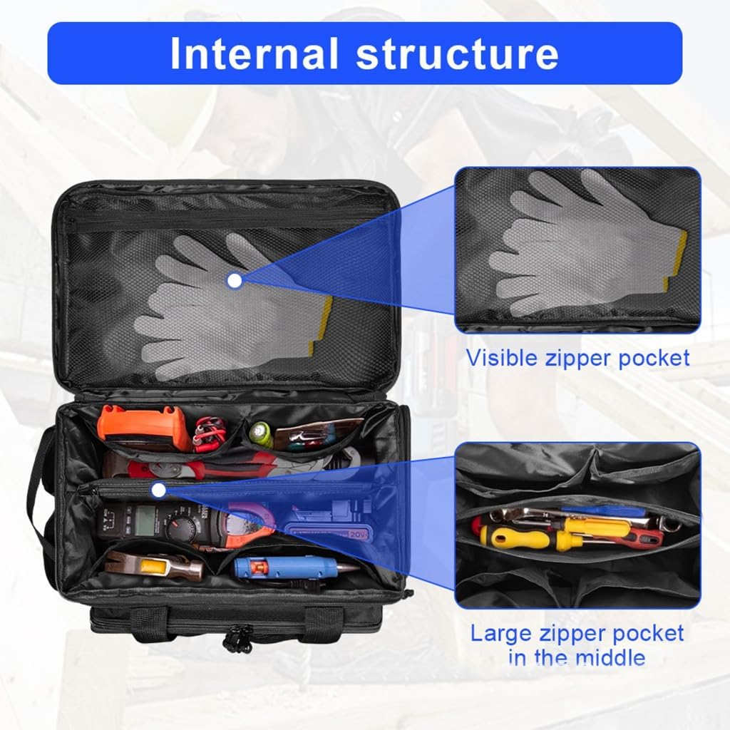  Sac De Travail Multifonction Pour Artisans, électriciens, Charpentiers, Noir