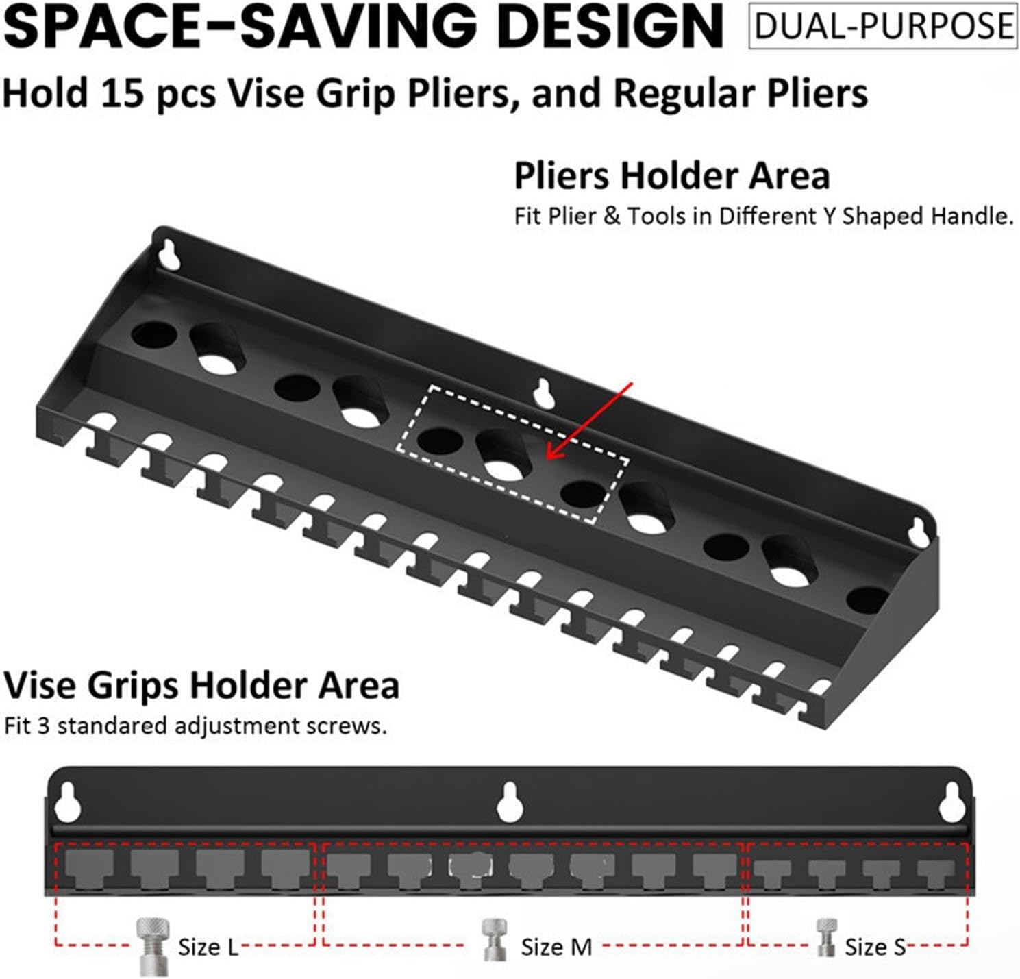  Rangement Mural De Garage – Support De Pinces – Rangement D'outils Robuste | Pour Jardin, Jardin, Cour, Garage, Terrasse, Sous-sol, Atelier, Abri De Jardin, Entrepôt