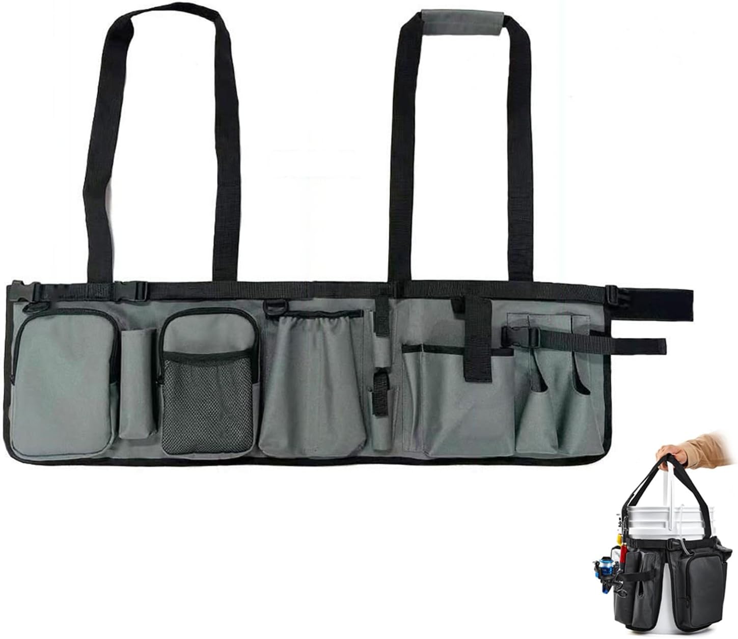  Seau De Rangement Portable Pour Outils, Tissu Ciré, Design De Soutien Automatique, étanche, Fonction Pour Atelier, Camping, Activités, Sac Pliable, Garage, Sac Organisateur De Bricolage
