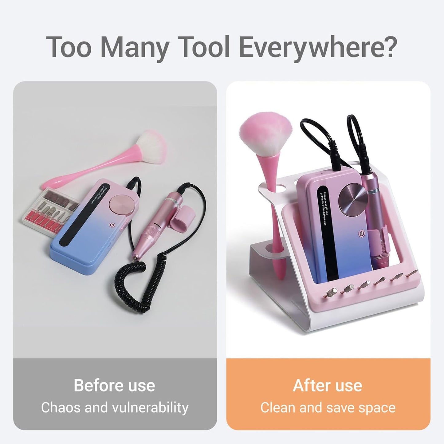  Pour Outils De Manucure, Organisateur De Bureau Pliable En ABS Avec Pour Perceuse, Trous D ' Embouts Et Tasse à Brosse Pour Poste De Travail De Salon Ou De Table à Domicile, De