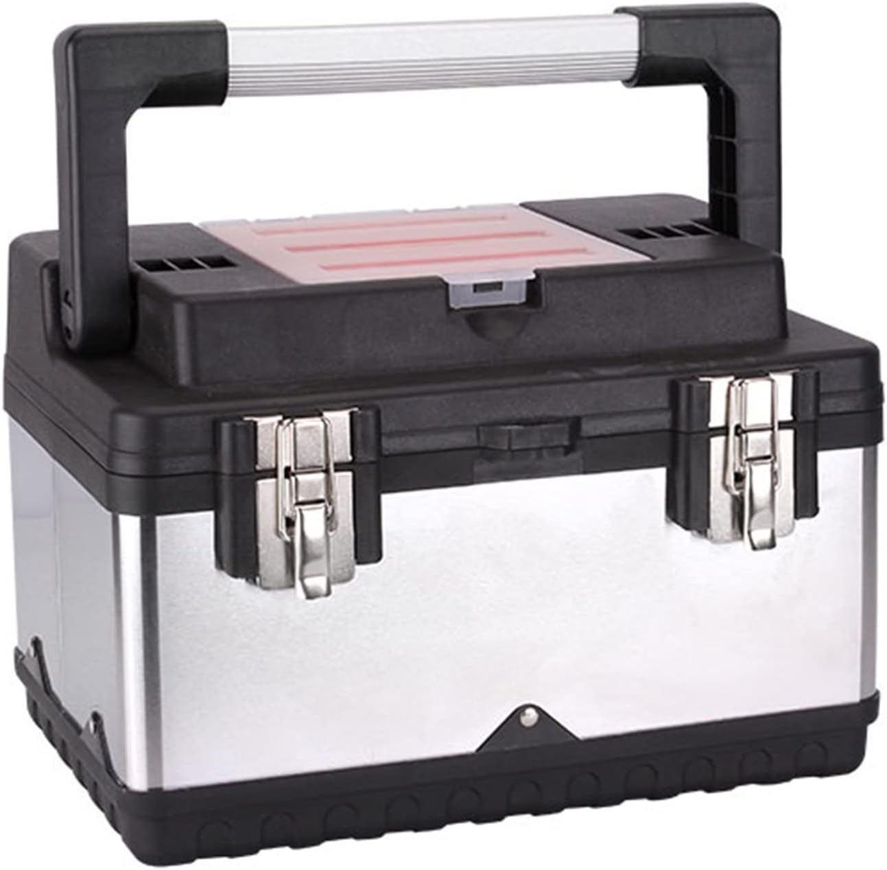 GENERIC Boîte à Outils Boîte à Outils - Rangement Verrouillable Portable, Construction En Acier Inoxydable Et Plastique - Plateau Amovible, Organisateur De Boîte à Outils Avec Poignée En Alliage D'a