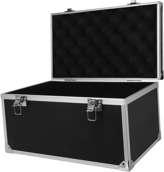  YARNOW Boîte à Outils Rangement Protection Des Outils Multifonction En Alliage D'aluminium Robuste Et Portable Noir Fermeture Flexible